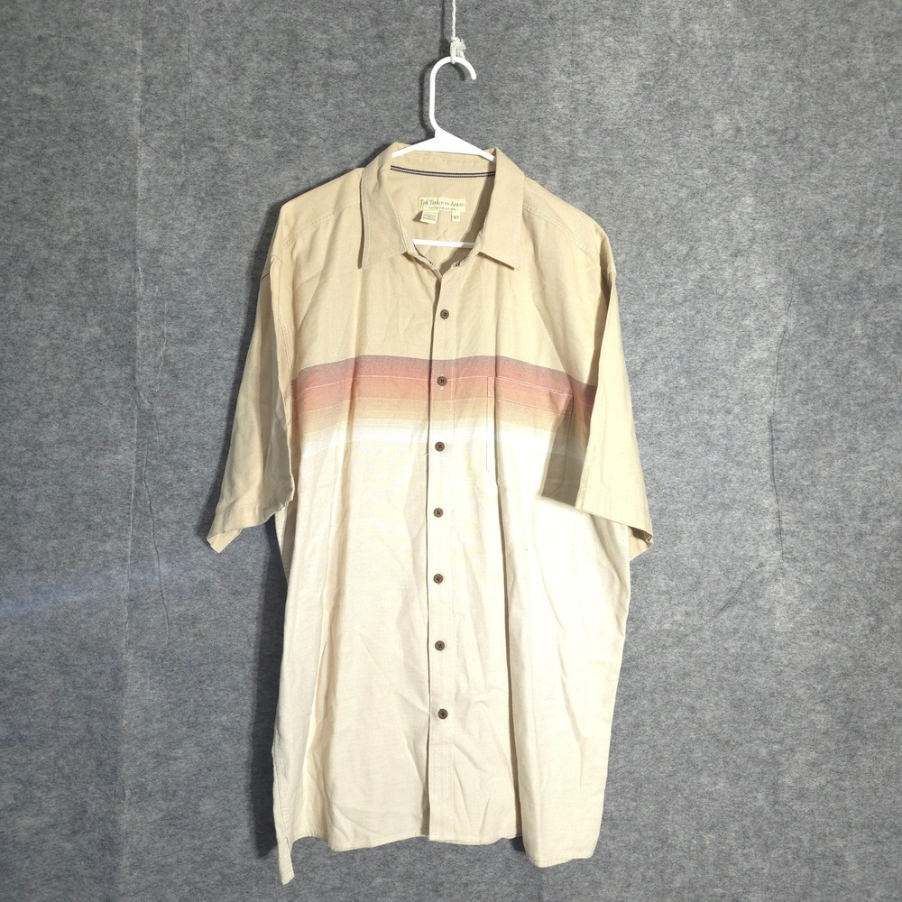 The Territory Ahead Shirt Mens XLT Beige Gradient Stripe Cotton Button Down Tall